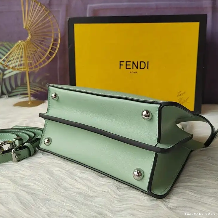Vintage HOT Fendi Bag Nappa Green Peekaboo In ISeeU Petite Leather 0507